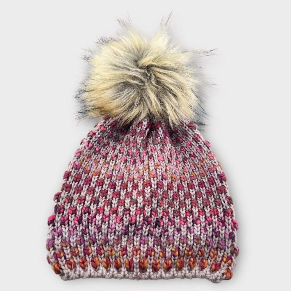 URBAN OUTFITTERS multicolor knit pom pom beanie winter hat boho